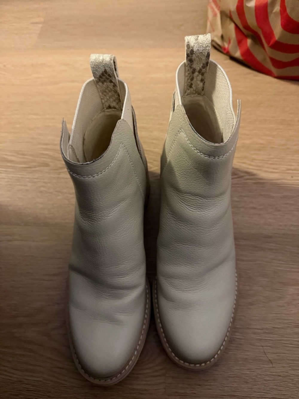 Women's Cream Chelsea Ankle Boots - Slip-On Leather